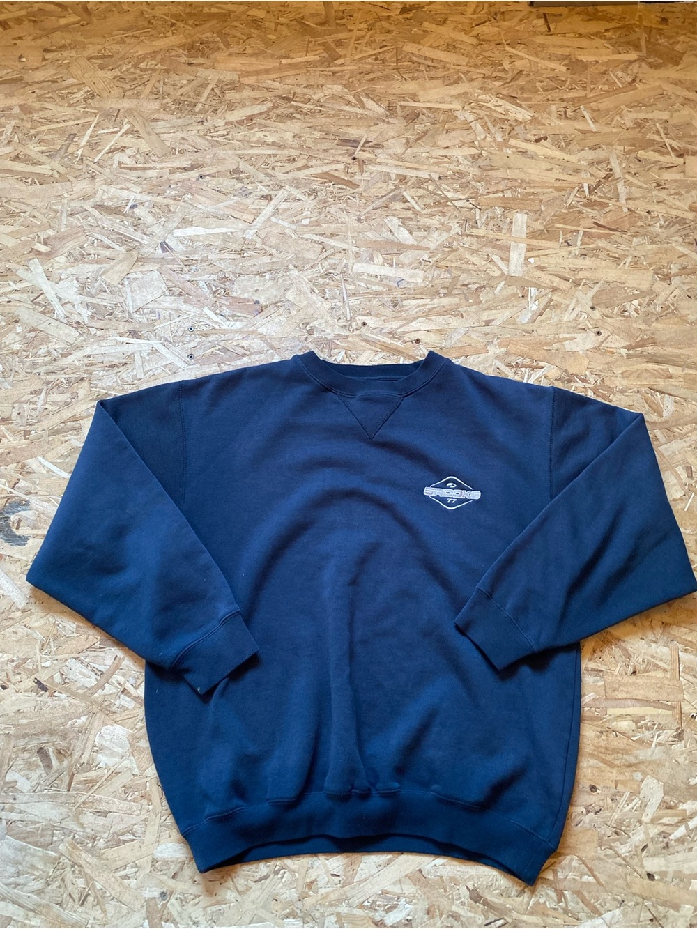 Men's Navy Vintage Brooks Crewneck Sweatshirt with Small Chest Logo